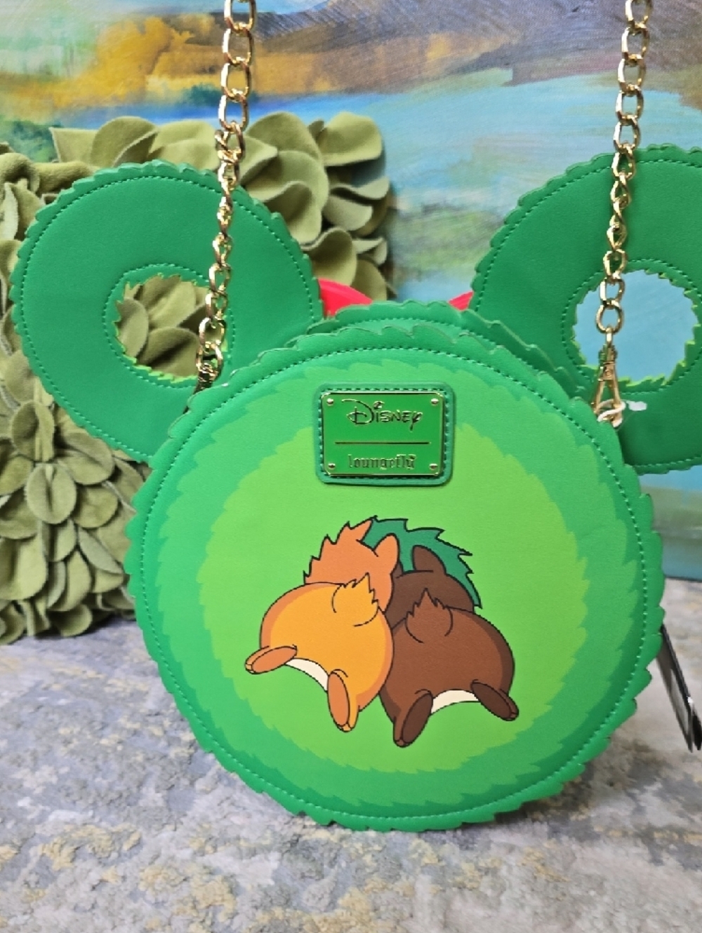 Loungefly X Disney Chip and Dale Figural Wreath Criss Body Bag - Picture 8 of 16